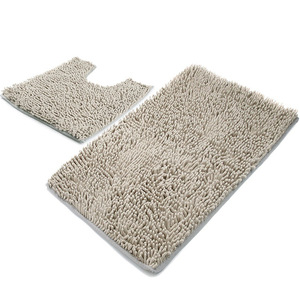 Chenille super absorbent anti slip bath mat set