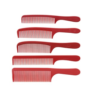 Custom LOGO red salon plastic double Tooth comb with handle  Plastic Hair Comb Wholesale