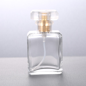 Custom made square 30ml 50ml 100ml glass perfume bottle with spray cap