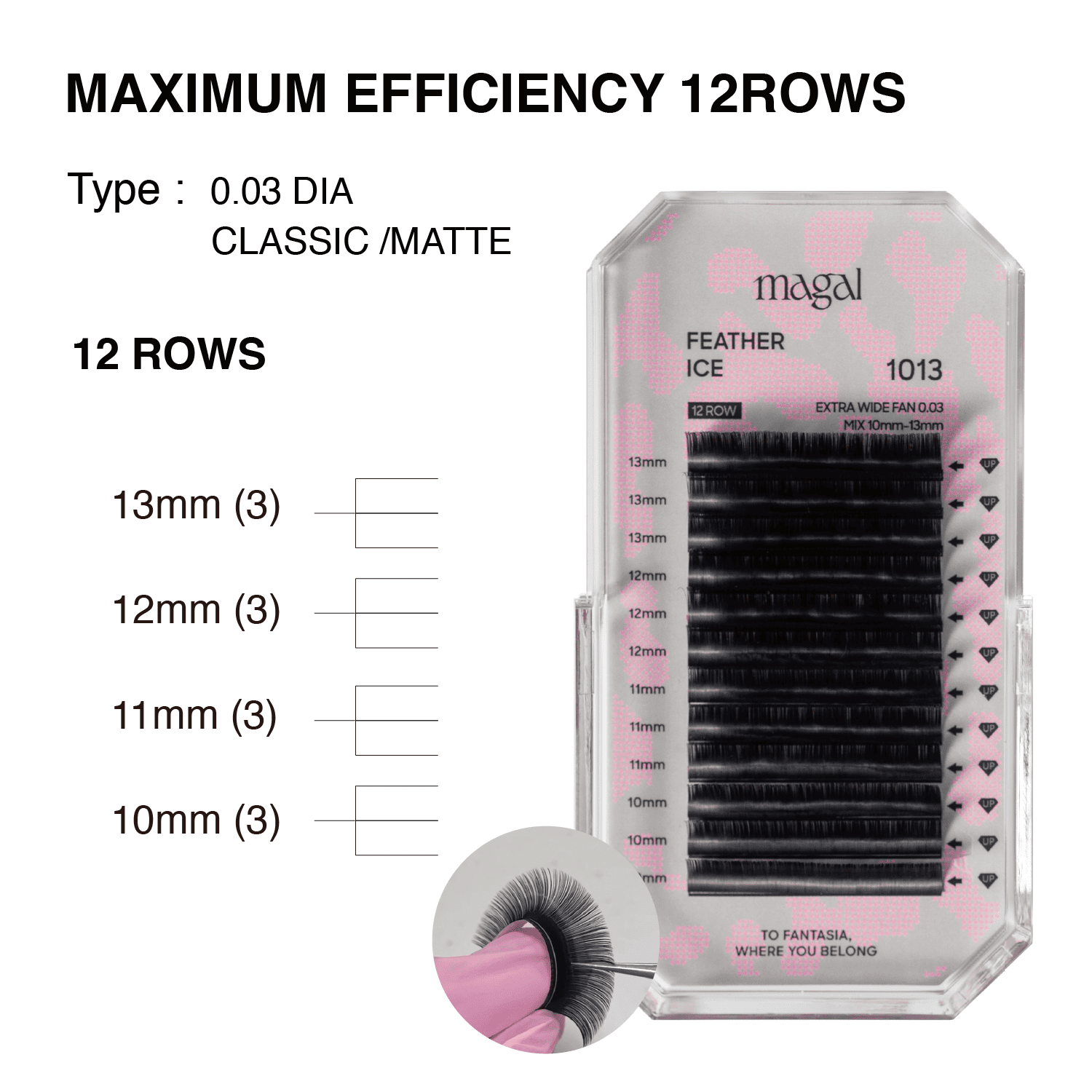 Magal Feather Ice Organic Textured Lash Tray 10-12mm