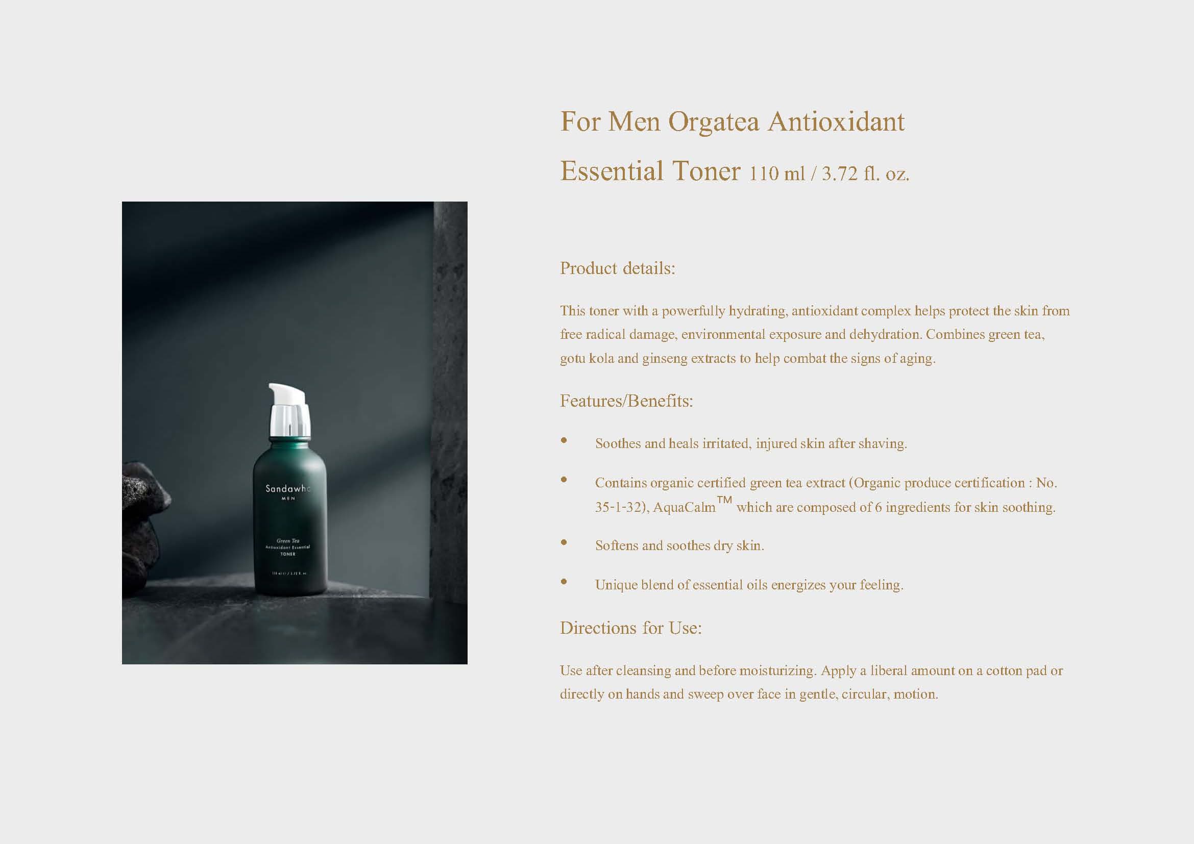Organic Men Toner &amp; Lotion
