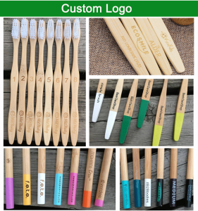 Personalized Custom Logo  Biodegradable Black Tooth Brush Natural Soft Bamboo Toothbrush