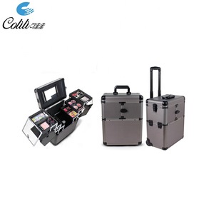 Professional Design Portable Wheeled Beauty Case Aluminum Makeup Tools Kit With Trolley