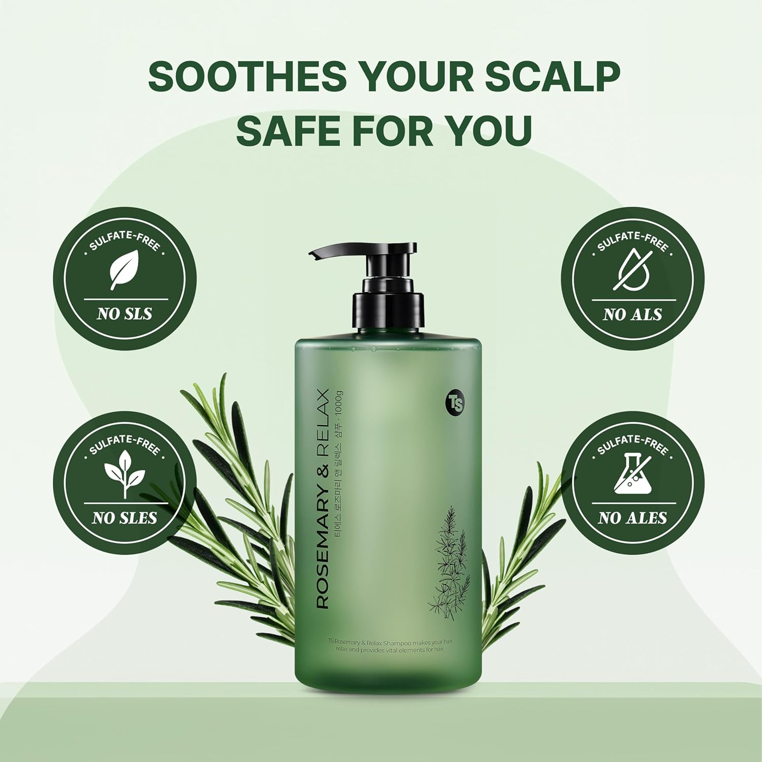 TS Rosemary &amp; Relax Shampoo(1000g) Hydrating &amp; Soothing  Natural Ingredients  Sulfate-Free  Korea