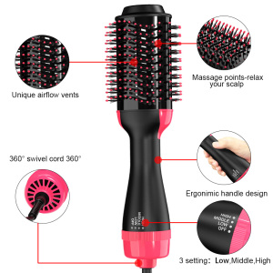 ULELAY Cepillo secador 3 en 1 OEM 1000W Electric Comb One Step Hair Dryer Fast Hair Straightener Brush Hair Curler Hot Air Brush