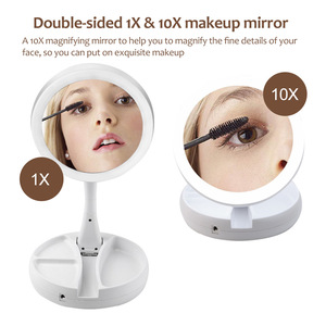 Vanity mirror with lights 1X and 10X Portable Double-sided LED Makeup Mirror