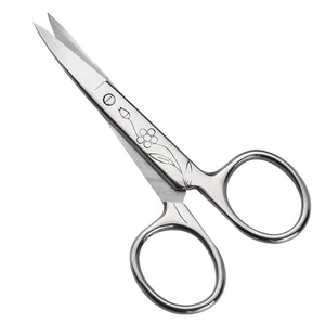 WB200-203 Stainless Steel Silvery Decorative Pattern Makeup Nostril Eyebrow Trimmer Scissors
