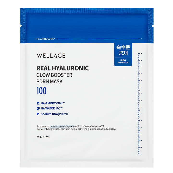 (Wellage) Real Hyaluronic Glow Booster Pdrn Mask 38g