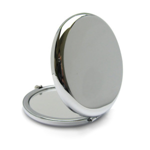 Wholesale round metal rose gold silver makeup double-sided mini pocket mirror customized logo