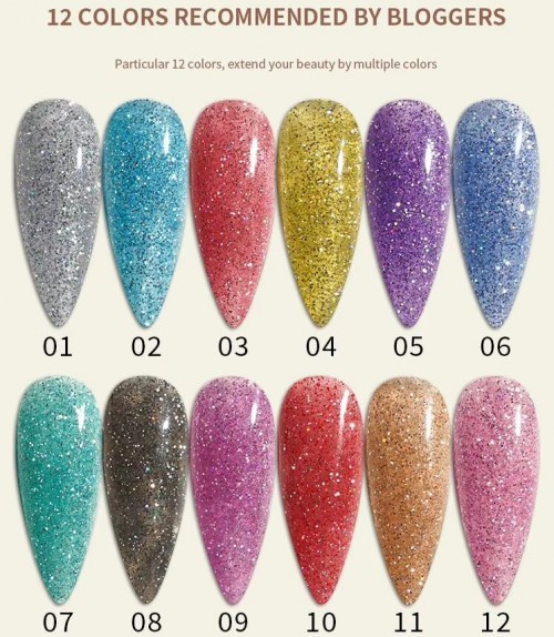 12 Colors Glitter Disco Solid Extension Gel