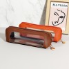 Clear Window Makeup Brush Bag with Zipper – Portable PU Cosmetic Pouch for Travel, Custom Logo & Color Available