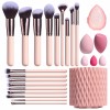 OEM 18PCS Makeup Brush and Sponge Set – Custom Logo Cosmetic Brushes with Holder for Bulk Orders
