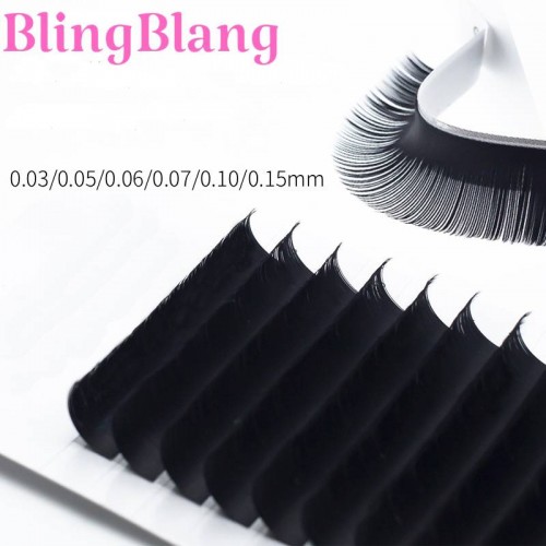 BlingBlang New Style 0.07 mm C CC D DD Curl Handmade Matte Black 8-15mm Mixed Length Individual Eyelashes Lash Extensions