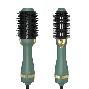 1000W Blow Dryer Electric Brush Cepillo Secador 3 in 1 Hair Straightening Curly Comb Volumizer Hot air Brush in Green Color