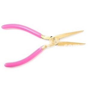 2 Pieces Red&Black Plastic Coated Handle Micro Ring Hair Extensions Pliers Tools with 3 Holes