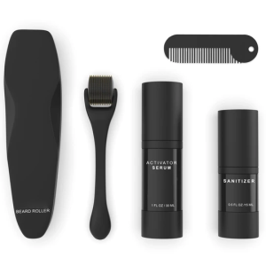 custom label 4 pcs/set beard growth kits derma roller growth oil serum facial hair