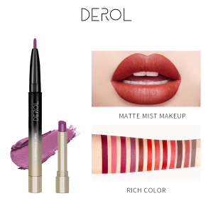 DEROL custom logo luxury velvet lip stick and lip liner pencil oem matte waterproof matte 2 in 1 lipstick private label