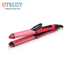 Dual Voltage Hair Curler Flat Iron Wand 2 in 1 Curling Iron Hair Straightener