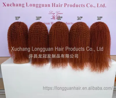 Factory High Quality 350# Colored Human Hair Kinky Curl Wholesale Transparent HD 13X4 Lace Front Wigs for Black Women