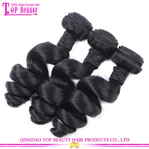 Machine make the weft can perm can dye 100% virgin human hair loose wave malaysian hair bundles