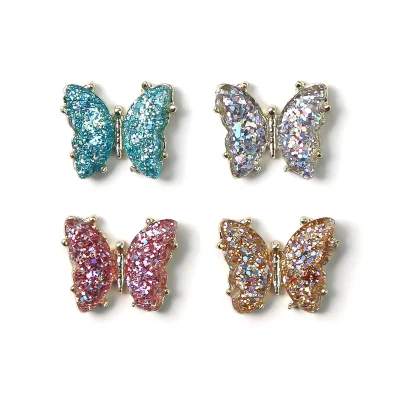 New Japanese Nail Butterfly Ornaments Three-Dimensional Aurora Dazzling Bright Crystal Butterfly Ornaments Metal Nail Decoration