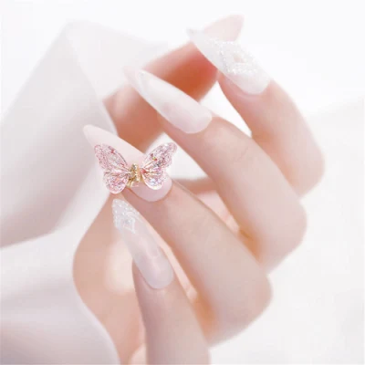 Newly Designed Laser Shiny 3D Butterfly Nail Art Accessories Nail Art Zircon 3D Butterfly Nail Charm