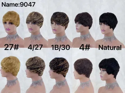 Pixie Cut Machine Made Wigs Short 100% Human Hair Wigs for Black Women Short Straight Black Ladies Wigs 2 Colors