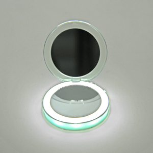 Plastic Rechargeable LED Mirror Double Sided Pocket Folding Makeup Mirror