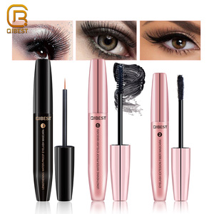 QIBEST Unique Romantic Waterproof Silk 4D Fiber Eyelash Extensions Eye Lash Coating Mascara With Lashes