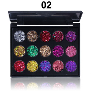 Wholesale OEM glitter 15 color eyeshadow palette for eye beauty