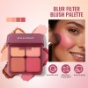 4 Color Matte Blush Palette, Mineral Soft Powder, Long Lasting Natural Rouge Powder, Multi‑Use for Cheek Blush & Facial Contour Shadow