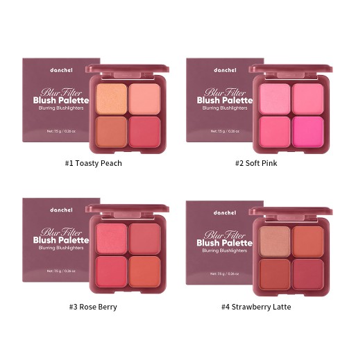4 Color Matte Blush Palette, Mineral Soft Powder, Long Lasting Natural Rouge Powder, Multi‑Use for Cheek Blush & Facial Contour Shadow