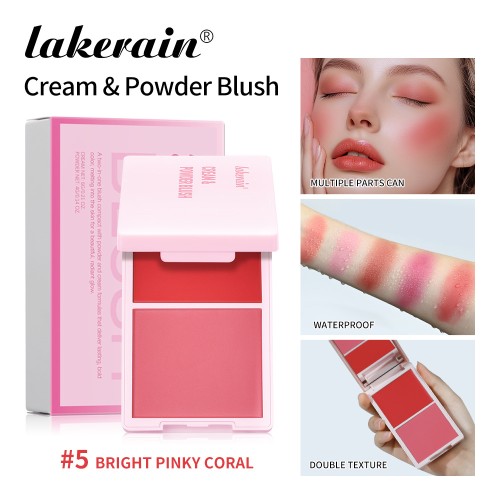 Cream Powder 2‑in‑1 Blush Palette, Matte Finish, Highly Pigmented Long‑Lasting Makeup, Multi‑Use for Brightening Skin Tone, Eye & Cheek Use