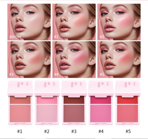 Cream Powder 2‑in‑1 Blush Palette, Matte Finish, Highly Pigmented Long‑Lasting Makeup, Multi‑Use for Brightening Skin Tone, Eye & Cheek Use