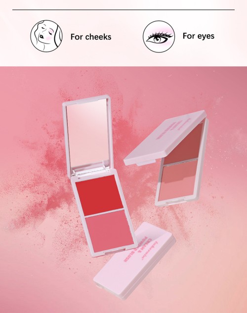 Cream Powder 2‑in‑1 Blush Palette, Matte Finish, Highly Pigmented Long‑Lasting Makeup, Multi‑Use for Brightening Skin Tone, Eye & Cheek Use