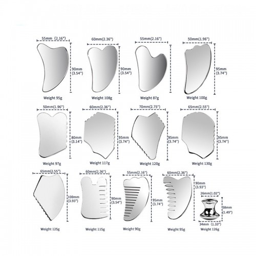 Fashion Simplify Design 304 Stainless Steel IASTM Tool Guasha Board Facial And Body Scraping Knife Muscle Therapy Massager