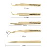 Eyelash Extension Tweezers Set Tweezer for 2D-6D Volume Individual False Lashes Extension Case-Golden (Curved Tweezer Sets)