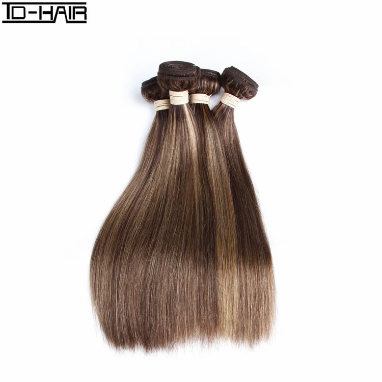 Grade 9a Colored Hair Piano Color P4/27# Brazilian Silky Straight Hair Bundles Wholesale Only