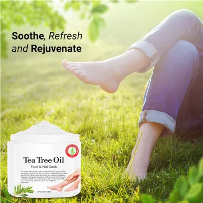 100% Natural Tea Tree Foot &amp; Nail Soak for Dry Cracked Feet with Epsom Salt