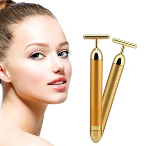 3D Electric Roller Face Massager Anti-Wrinkles 24K Golden  Pulse Facial Massager beauty bar