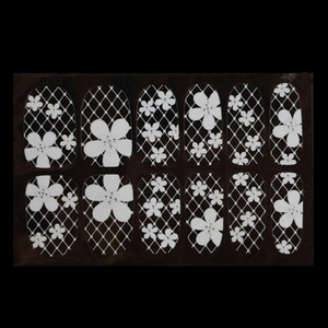 Beauty 3D White Lace Flower Full Cover Nail Art Sticker Wholesale Decals