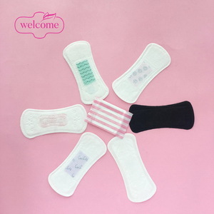 Black Types of Negative Ions Bamboo Charcoal Icy Feeling Herbal Panty Liners with Wings , Anion Panty Liner for Lady Women