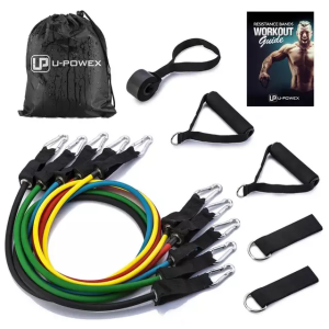 custom logo printed resistance bands heavy duty  fitness 11 piece resistance bands tubes set  gym equipment