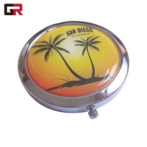 Custom Metal Folding Small Frame Round Cosmetic Make Up Antique Hand Pocket Compact Makeup Mirror