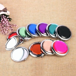 Custom Portable Folding Crystal Small Mirror Compact Pocket Makeup Mirror With Gift Box Packing