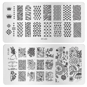 Custom XY-J series 6*12cm nail art stamping plates rectangle nail art stamp plate