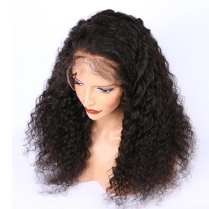 Factory Wholesale Price High Density Virgin Brazilian Human Hair Wigs , Popular Curly Full Lace Human Hair Wig For Black Women