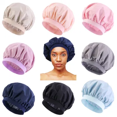 Hot Satin Shower Bonnet Thickened Bathroom Accessories Waterproof Oily Fume Cap Female SPA Hairdressing Salon Supplies Shower Cap