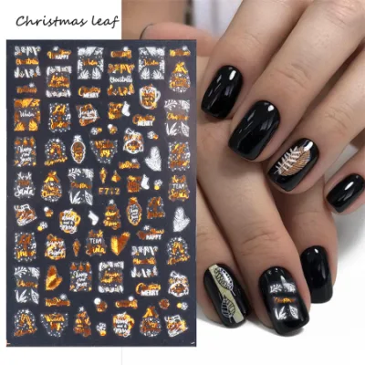 New Nail Stickers Ins Winter Snowflake Elk Laser Gold Christmas 3D Adhesive Nail Stickers