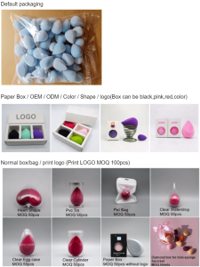 OEM Custom Beauty Cosmetics Blender Make Up Powder Puff Makeup Sponge With Packaging Boxes